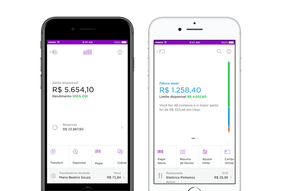 New interfaces for the savings account and credit card